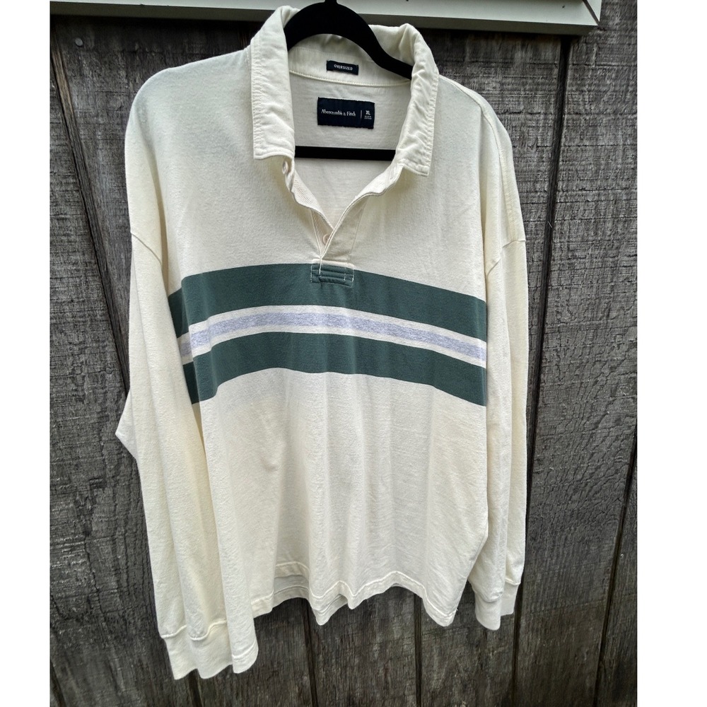 Abercrombie Oversized Rugby Shirt XL Long Sleeve Preppy Old Money Quiet luxury